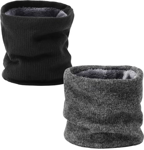 BARFULKER Winter Halsschlauch Herren Damen Halswärmer Halstuch Gesichtsschal, Schlauchschal Halswärmer Gesichtsschal Fleece Loop Schal Winddichte Gesichtsmaske (Schwarz,Dunkelgrau)