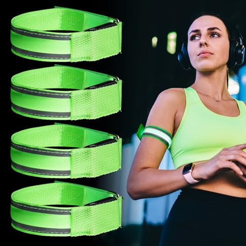 HOSPAOP LED Armband Aufladbar - 4 Stück Reflektorband USB Leuchtarmband Reflektoren Joggen Blinklicht Leuchtband Reflektorbänder für Joggen Laufen Running