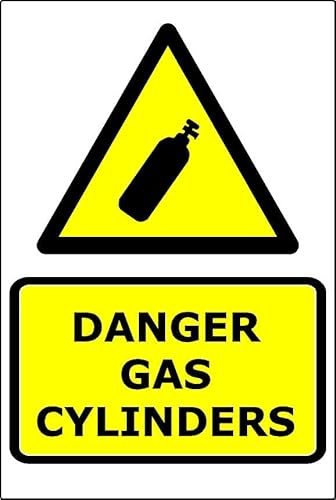 Danger Gas Cylinders Self-Adhesive Vinyl sign (Yellow/Black, 30 x 20cm)