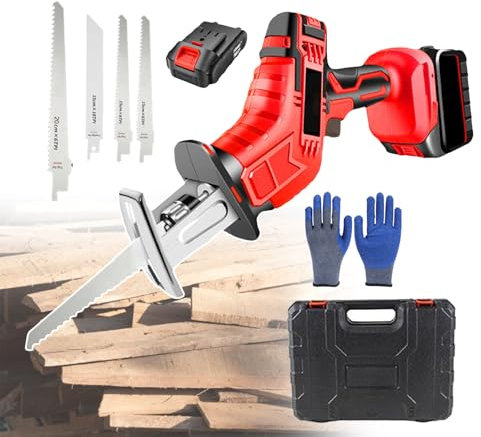 bcomedrag Sierra Eléctrica para Huesos, Sierra para Huesos Inalámbrica, Cortadora De Carne con Sierra Manual Eléctrica Comercial, con Batería Y Guantes, para Cortar Huesos, Carne,1battery