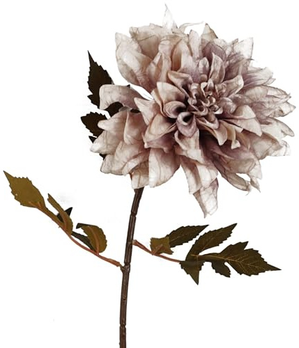 Leaf Design Artificial Flowers, 55cm Dusty Pink Dahlia