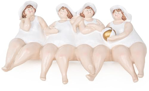 Logbuch-Verlag Kantenhocker 4 mollige Frauen Dekofigur Rubensfrauen Beste Freundinnen Geburtstag weiß 22 x 13,5 cm Wellness Junggesellinnen