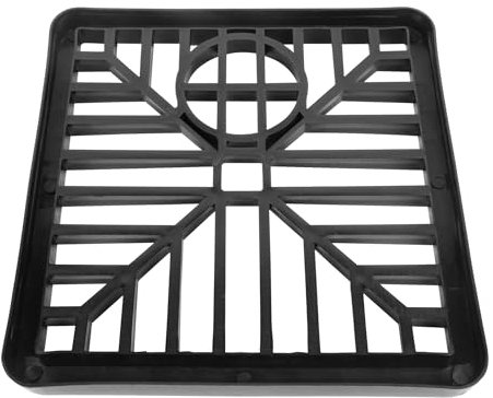 Griglia di scarico quadrata in plastica nera da 15,2 cm x 15,2 cm, canale di drenaggio per esterni, griglia in PVC resistente, tramogge di scarico, rimozione detriti, design quadrato, angoli