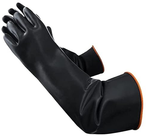 22 Long Rubber Gloves, Heavy Duty Rubber Gloves, Chemical Resistant Protective Gloves, Reusable Gauntlet Glove Waterproof Safety Work Glove for Resist Strong Acid, Alkali, Oil, Non-Slip(1 Pair)
