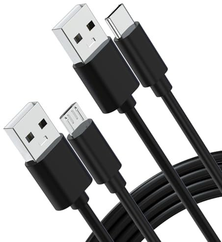 Toxaoii Kindle Ladekabel Micro USB und USB C Ladekabel für Kindle Paperwhite, Oasis, Scribe, Fire Tablets, Fire HD, Kinder-Tablet [2er-Pack] (Schwarz, 200cm)