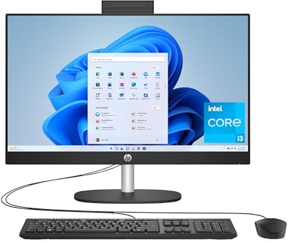 HP 23.8 inch All-in-One Desktop PC, FHD Display, Intel Core i3-N300, 8 GB RAM, 256 GB SSD, Intel UHD Graphics, Windows 11 Home, Jet Black, 24-cr0430 (2025)