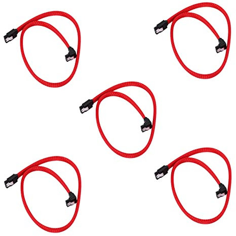 Lckiioy 5X Sata 3.0 III Sata3 Cable de Datos de 7 Cables Ssd 6Gb/S de ÁNgulo Recto Cable de Datos de Disco Duro HDD (Rojo)