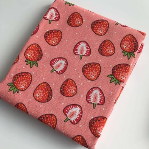 ONECHANCE Bedruckte Stoff Kinderstoffe Baumwolle Leinen Stoff Meterware 100x150cm zum Nähen und Dekoration Color Erdbeere Size 1 Meter