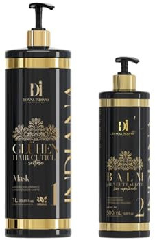 Donna indiana Gluhen Nano-Haarglättung, indisch, Step 1 & 2, professionelles Set ohne Formalin, geeignet für Schwangere und Kinder ab 7 Jahren, langanhaltendes Ergebnis bis zu 8 Monate, 100