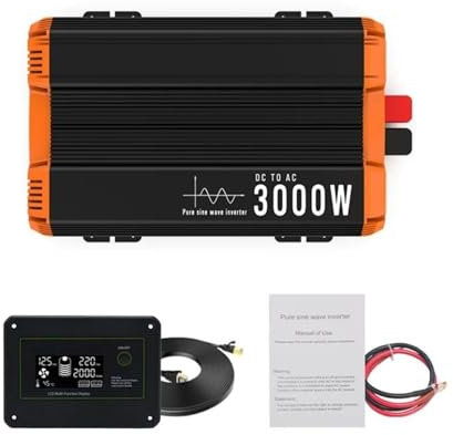 Convertidor Transformador Inversor Coche 3000 W 12 V 110/220 V Inversor Energía Solar Cargador Transformador Inteligente Onda Sinusoidal Pura Para RV Caravana USB Dual Inversor Convertidor(12V,220V-24