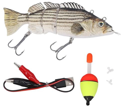 RiToEasysports Elektrischer Fischereiköder, Wiederaufladbares, Lebensbedingter Lebensfischerei mit Mehreren Gelenk für Basspike Barch