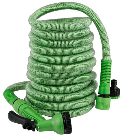 HoseMaster Pro Garden Hose Pipe (150ft) Anti-Kinking Flexible Hose Pipe Expands up to 3m, 3 Durable Layers Resist Extreme Temps, Garden Hose Spray Gun with 7 Modes - Fully Guaranteed