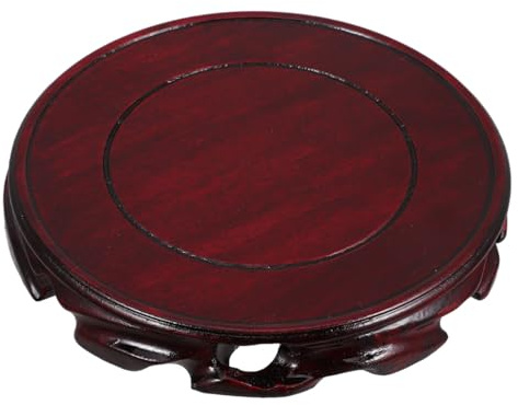 JECOMPRIS Wooden Display Stand Base Oriental Vase Stand for Teapot Plant Riser Table Lamp and Lotus Base Chinese Furniture for Home Decor Smooth Finish 6.50 X 6.30 X 0.94in