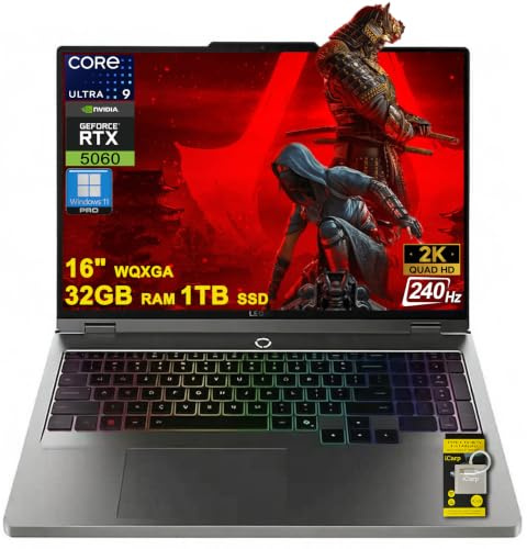 Lenovo Legion 5 Gaming AI Laptop 16 WQXGA 2560x1600 240Hz (100% DCI-P3, 500nits) Intel 24-core Ultra 9 275HX 32GB RAM 1TB SSD GeForce RTX 5060 (fino a 572 AI Tops) RGB retroilluminato Harman Win1 Hub