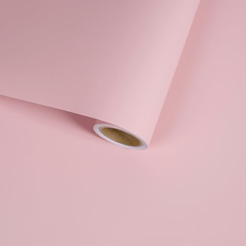 VaryFloral Thickened Solid Pink Self Adhesive Wallpaper 30cmx300cm Removable Peel and Stick Vinyl Wrap for Furniture Cabinets Waterproof Contact Paper for Worktop Nursery Kitchen