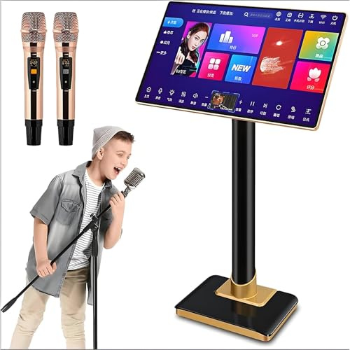 Karaoke máquina con 2 micrófonos inalámbricos - 500G Karaoke Sistema de Audio para Adultos y niños - con 21.5 en Pantalla táctil 4K y teléfono App Pedir una canción, para Fiestas en casa 500G