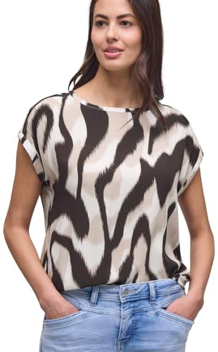 Street One Dropped Shoulder Bluse mit Tapedetails Espresso Brown 36