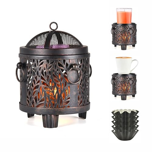 Wax Lume Electric Wax Melt Burner, Vintage Metal Candle Warmer with Faux Flame, Energy-Saving Scented Wax Warmer for Essential Oils, Safe Flameless Home Fragrance Diffuser, Festive Gift