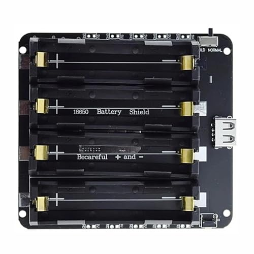 BE-TOOL 18650 Battery Charging Module Micro USB Compatible with Arduino | 4-channel li-ion v8 battery holder, 5v/3a 3v/1a, 18650 batteries not included, compatible with raspberry pi