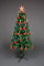 SHATCHI 6Ft/180cm Fibre Optic Christmas Star Topper-LED Candle & Bow Decorations-Pre-Lit Green Artificial Xmas Tree-Multicolor Changing Lights, PVC, 180 cm