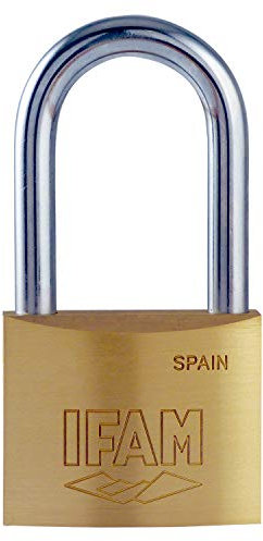 IFAM Candado Serie K, Modelo K25AL, Arco Largo, 25mm, De Latón, Con Llave, Apto para Interiores y Exteriores, Para taquillas de Gimnasio, Puertas, Armarios, Cajones, Maletas o Mochilas
