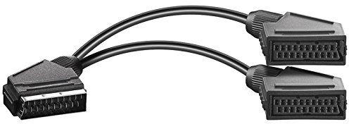 BestPlug 20 cm Répartiteur audio vidéo Câble adaptateur Y Splitter doux/1 péritel fiche mâle vers 2 Péritel Femelle Coupleur Femelle,Noir (Version améliorée v.1.8)