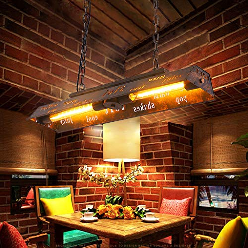 AHQX Schmiedeeisen Pendellampe Retro Industriellen Stil Metall Hängeleuchte Vintage Brief Pendelleuchte E27*2 Höhenverstellbare Hängelampe Esszimmer Wohnzimmer Bar Café Küche Kronleuchter beleuchtung