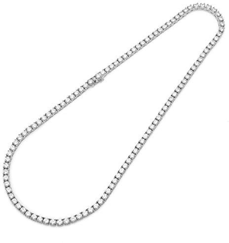 Gold Gala Tennis Halskette 925 Sterling Silber mit 3 mm Weißen Zirkonia für Herren und Damen (40)