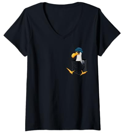 Damen Lässige Hipster Möwe mit Sonnenbrille In Deiner Tasche T-Shirt mit V-Ausschnitt