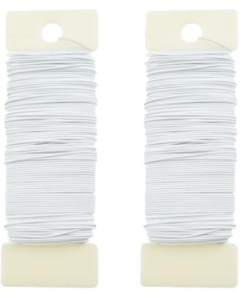 2 Pack Floristry Wire White Garden Floral Wire 22 Gauge Florists Wire,Floral Wire Christmas Wreath Wire,Mossing Wire Binding Wire Flexible Paddle Wire for Xmas Wreath Makeing,Craft,Flower Arrangements
