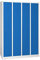 Schrank & Stuhl Spind – Metallspind mit 4 Abteilen, Schließfachschrank mit Hutboden, 30 cm Abteilbreite, Lieferung komplett montiert (Grau/Blau, mit Zylinderschlössern)
