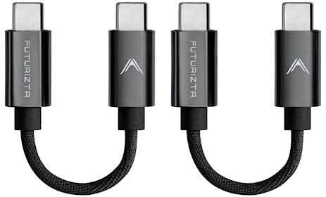 Futurizta Tech® Zeus-X Short USB-C to USB-C Cable 2 Packs (0.33ft/0.1m) 60W 20V/3A Type-C Fast Charging Cable QC3.0 QC4.0 Compatible with Samsung, Google Pixel, iPad Pro, DAC, SSD