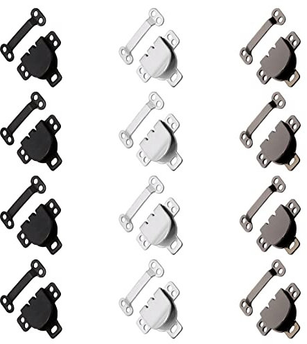 jeufun 12 pcs Hook and Bar Fasteners, Hook and Eye Latch Sewing, BarSewing Eye Fastener for Trousers, Clothing, Skirt,Dress, Tunics, Bra Fasteners Sewing DIY Crafts(3 Colors)