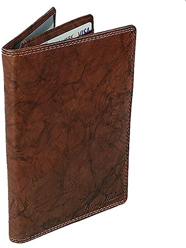 GoBago Leder Brieftasche RFID Reise Etui Reisepass Ausweismappe Impfpass Kartenetui (Dunkelbraun)