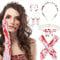 HOWAF Halloween Kostüm Damen, Halloween Haarreif Perlen Blut Halloween Haarschmuck Blutkette Blut Halskette Perlen Halloween Ohrringe Handschuhe Blut Tattoo Gesicht für Karneval Fasching Kostüm