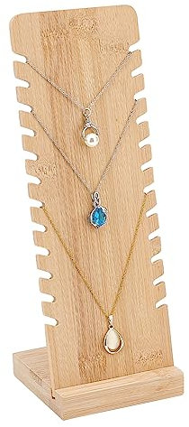 PH PandaHall 12 emplacements Présentoirs de Collier, Porte-bijoux en Bois Organisateur Rangement Bijoux Porte-bijoux à Longue Chaîne en Bois pour Collier Bracelet Vente Exposition Accueil, 9x10x26.5cm