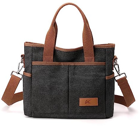 Crossbody-Taschen für Damen, trendige Canvas-Hobo-Tragetasche, Top-Griff, Handtasche, mehrere Taschen, lässig, zum Ausgehen, Schwarz