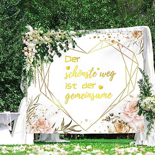 Hochzeitsherz zum Ausschneiden, Meejoy Herz zum Ausschneiden Hochzeit inkl.2 Scheren, Perfekt geeignet als Hochzeitsdekoration, Standesamt Überraschung und Hochzeitsspiel, 200x180cm