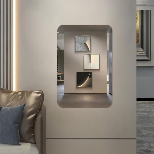 Self Adhesive Acrylic Mirror - 42 x 27cm Frameless Wall Mirror for Bathroom, Living Room, Hallway Decor