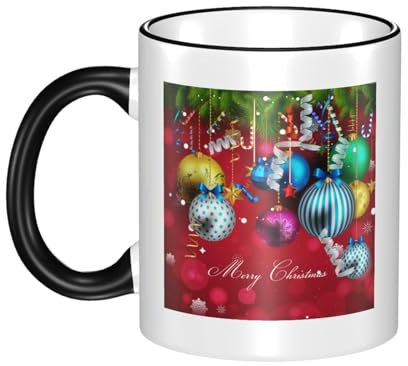 Personalisierte Weihnachtskugel-Kaffeetasse – bunte Tasse, perfekt für Zuhause, Büro und Esszimmer