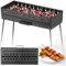 MHH Holzkohlegrill für 12 Spieße - Tragbare Barbecue Camp Grills - Mangal Schaschlik - Faltbarer Metall-Mangal - Kebab Shish - BBQ für EDC Picknick Outdoor Kochen Camping Wandern N12