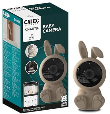 CALEX Smart Babyphone 2K, WLAN Baby Monitor mit Kamera, PIR, Farbnachtsicht, 2-Wege-Audio und Bewegungserkennung über Smartphone mit App Steuerung, Infrarot und White Noise