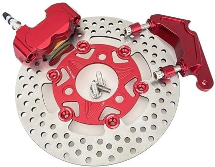 Scheibenbremse Motorrad Elektroroller für RPM CNC Bremssättel 220mm Scheibenbremspumpe Adapterhalterung 1 Satz Bremsscheiben(Red B)