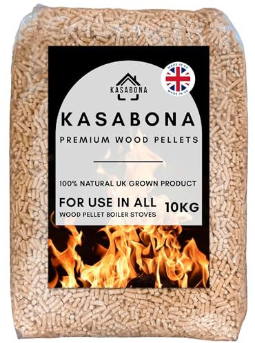 Kasabona 10kg Premium Wood Pellets QuickFire Heating Fuel for Biomass Stoves 100% Natural Softwood Odorless & Chemical-Free EN PlusA1 Certified Sustainable Heating Fuel (10KG)