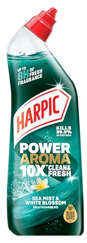 Harpic Power Aroma 10X Toilet Cleaning Gel, Sea Mist & White Blossom Fragrance, 12 x 750ml