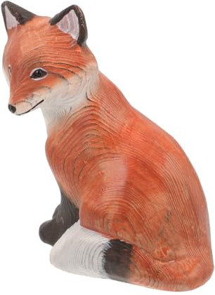 MAGICLULU Skulptur Tischdekor Fuchs Figur Holz Handarbeit Schreibtischornament Dekoration Für Zuhause