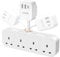 4 Way Plug Adapter with USB C, 4 Gang Small Short Extension Lead with Independent Switches, Multi Wall Socket UK Power Strip for Home, Kitchen (White)