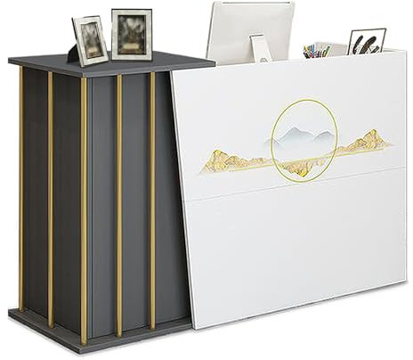 klein Empfangstheke Rezeption Verkaufstheke mit 4 Stauräumen, Vorderer Tresen mit Abschließbaren Schubladen Rezeptionstheken, Hölzerner Computertisch für Kassierer/Schönheitssalon/Lobby C 100cm