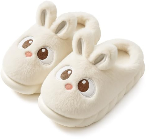 corimori Plüsch Häschen Hausschuhe, Pantoffel als süßer Hase, Hasen Slipper in Gr. 33-39
