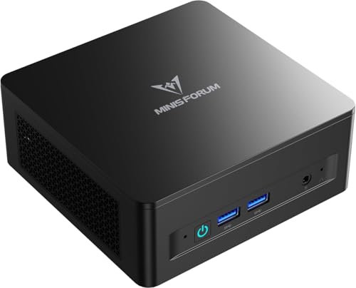 MINIS FORUM UM760 Slim Mini PC, AMD Ryzen 5 7640HS Mini Computer (6C/12T, hasta 5,0 GHz), 32 GB de RAM DDR5 y 1 TB SSD PCIe 4.0, 8K@60Hz HDMI 2.1/USB4, WIFI6E/BT5.3